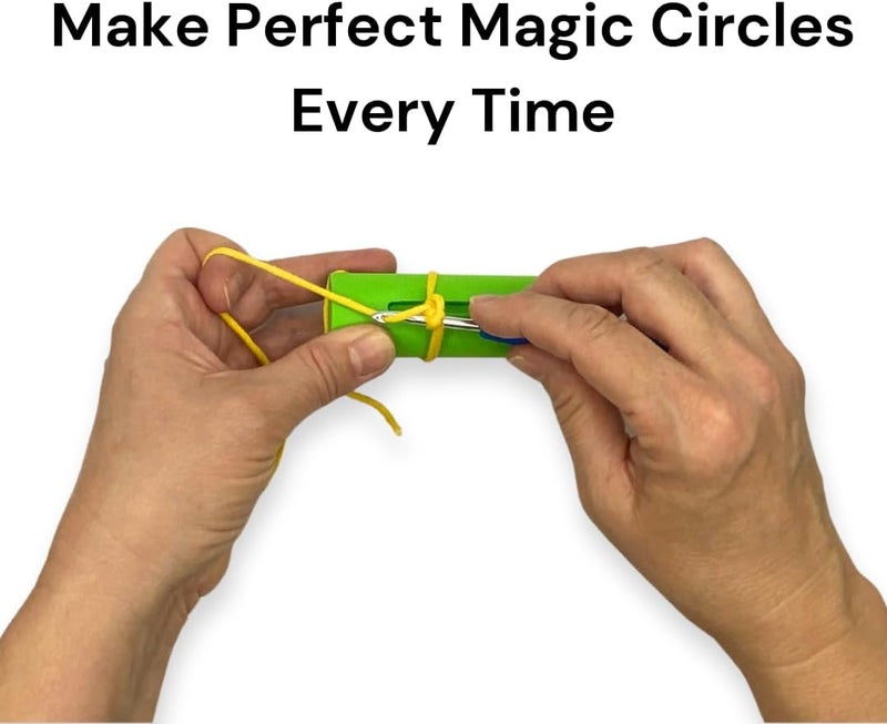 KelliDream The Original Magic Circle Crochet Tool w Right & Left-Handed Color Printed Instructions & Videos & Canvas Yarn Bag Holder, Learn How to Make a Magic Circle Stitch w All Yarn Sizes (Blue) - Image 2